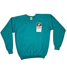 Premium Fruit Of The Loom (XL) Blank Crewneck Sweatshirt Jade Teal USA Made VTG