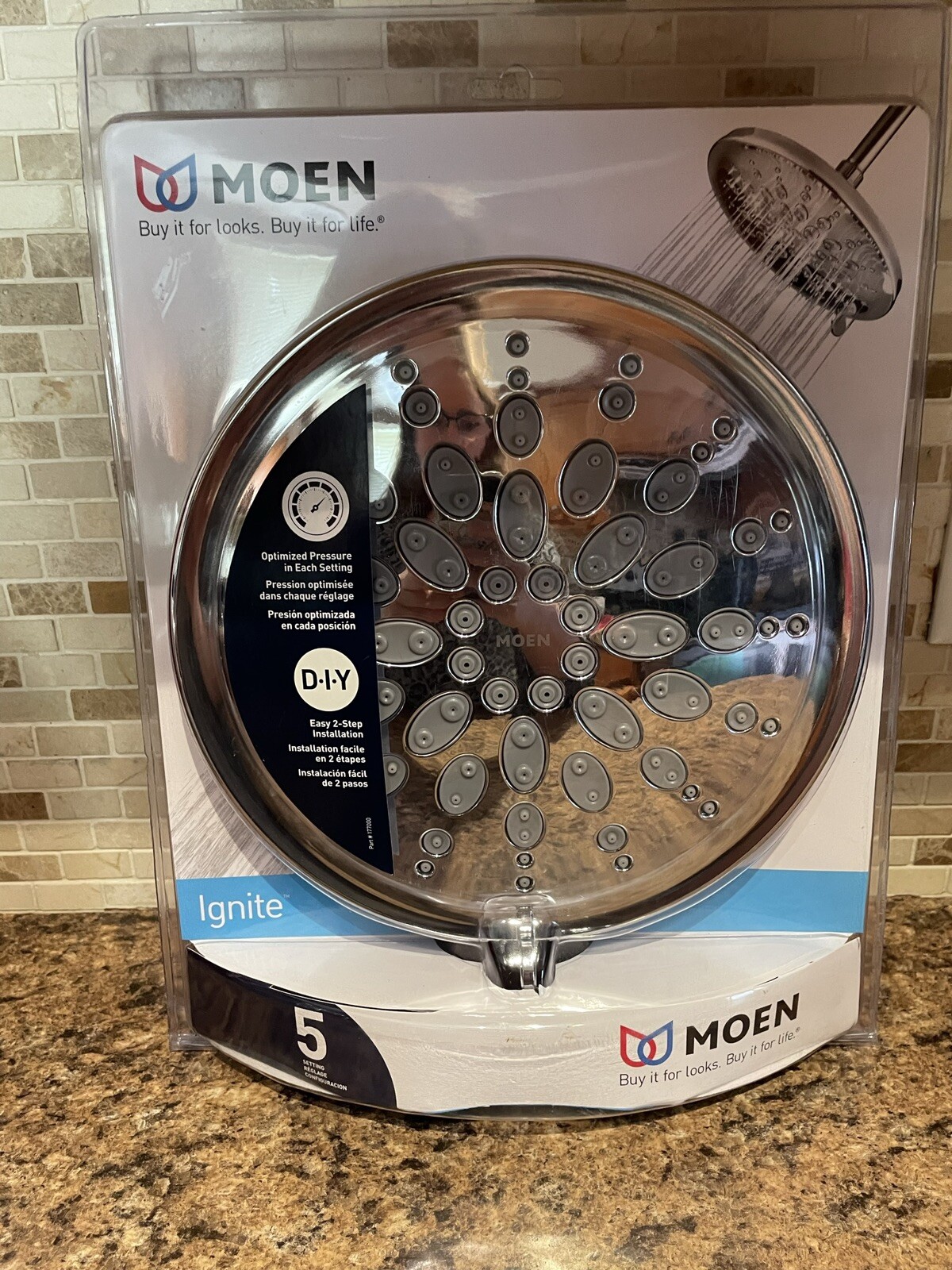 Moen Ignite Brushed Nickel Shower Head With 5 Settings for sale 