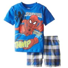 Marvel Infant Boys 2 Piece Ultimate Spider-Man T-Shirt Plaid Shorts 24m