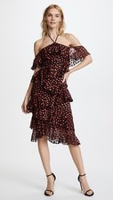 Alice + Olivia Annabeth Off Shoulder Dress Black Red Ruffle Size 6 NWT