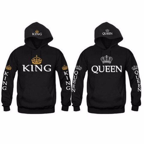 King Y Reina Capucha Pareja Sudaderas Jersey Canguro Bolsillo Diseño | eBay