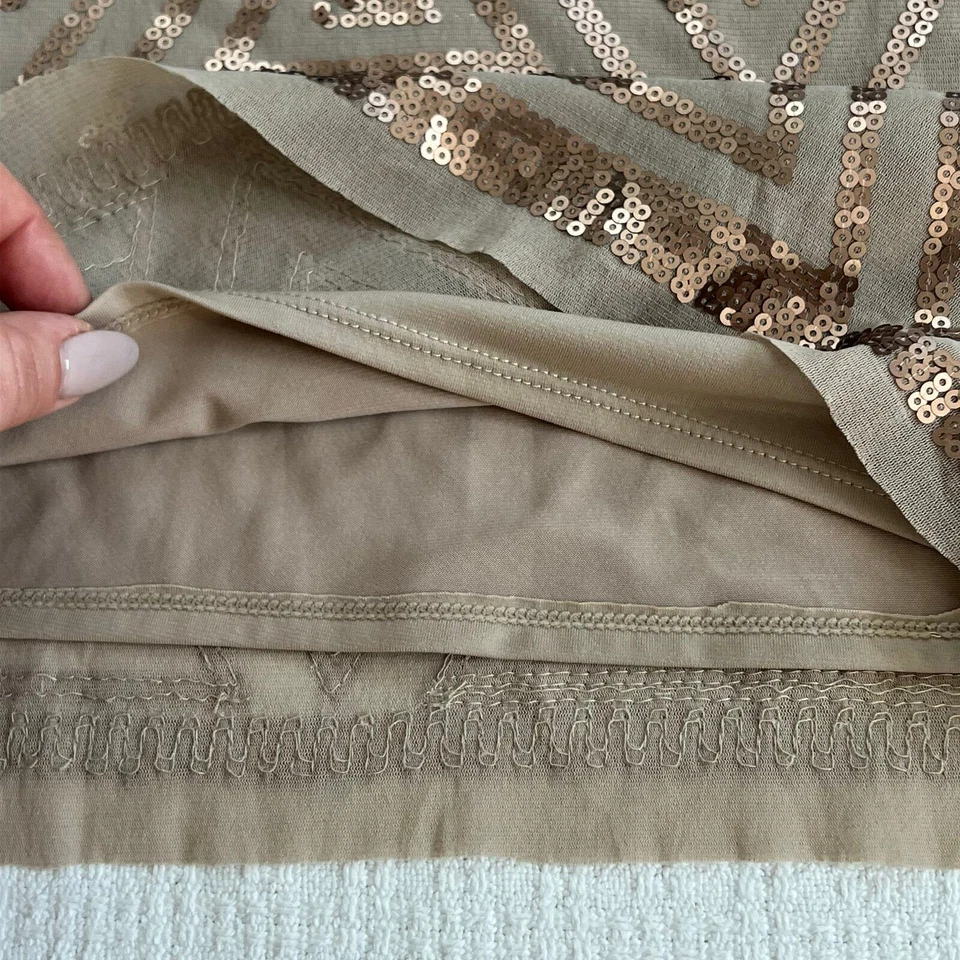 Vestido ajustado Chelsea y violeta lentejuelas XS beige oro rosa champán Foto 4 de 4