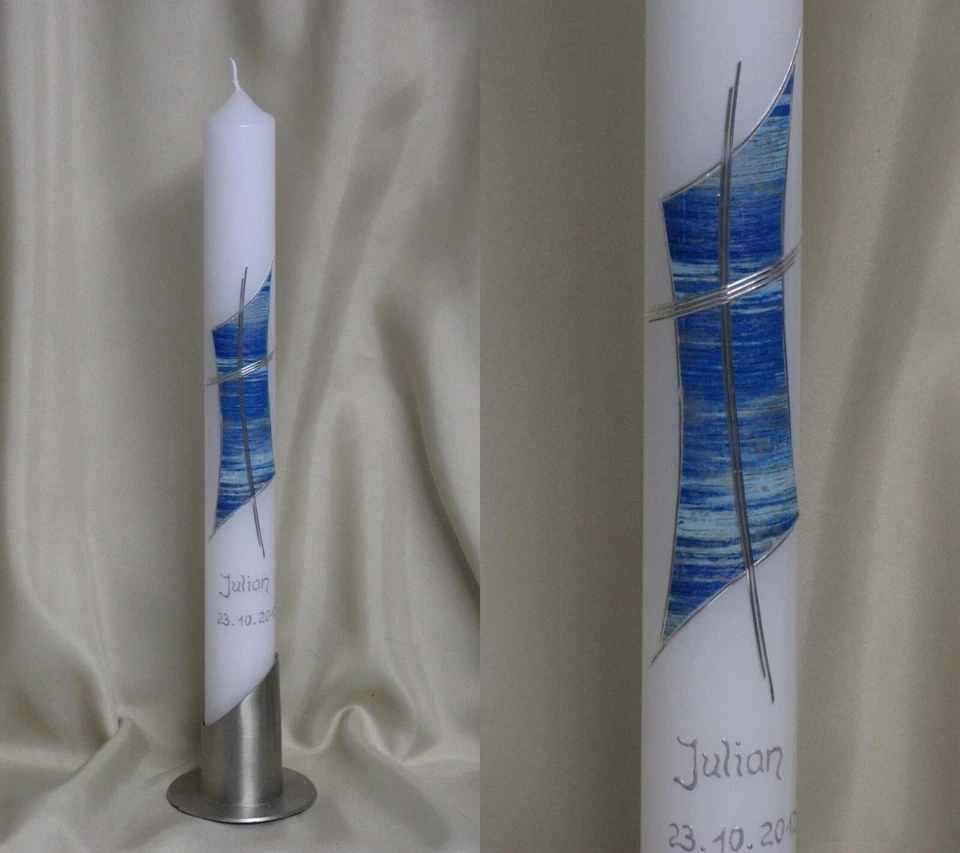 SILKES-KERZENLADEN Kommunionkerze / Taufkerze ♥ REINE HANDARBEIT ♥ - inkl. Beschriftung ! P 53