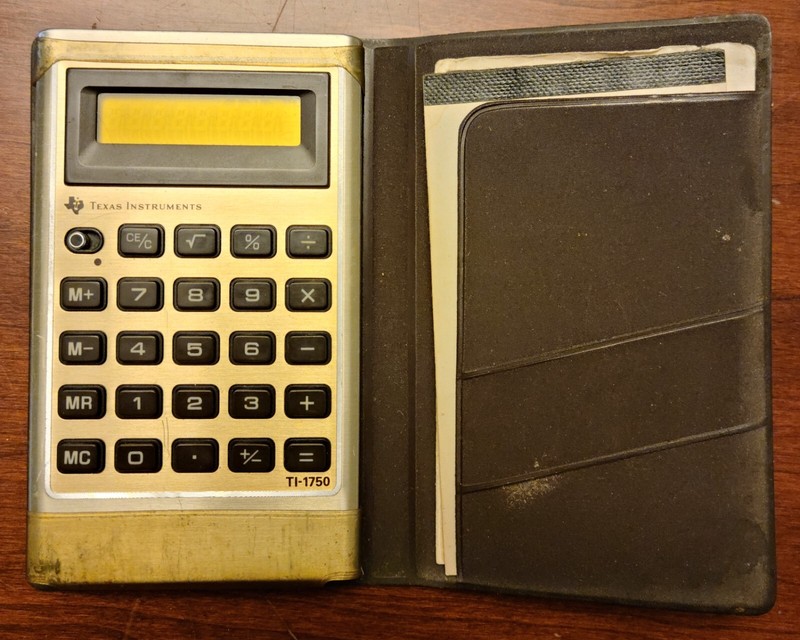 VINTAGE 1977 Texas Instruments Calculator TI-1750 w/Case, Manual, Notepad WOW!