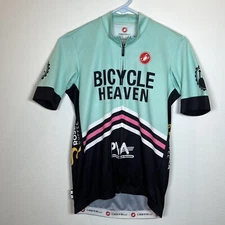 CASTELLI Cycling Jersey Womens Sz S Aqua Bicycle Heaven Full Zip Short Sleeve