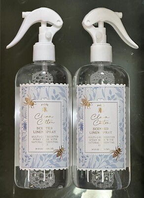 (2-Pk) Pink Sky ~ CLEAN COTTON Scented Multi-Use Natural Oil Fabric LINEN SPRAY