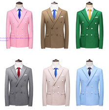 New Double Breasted Men Suit Regular Fit Lapel Blazer Casual Coat Wedding Jacket