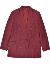 Carol Womens Double Breasted Blazer Jacket It 46 Large Burgundy Check Tv02