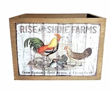 Farm House Decor Wooden Box Rise and Shine Home Rustic