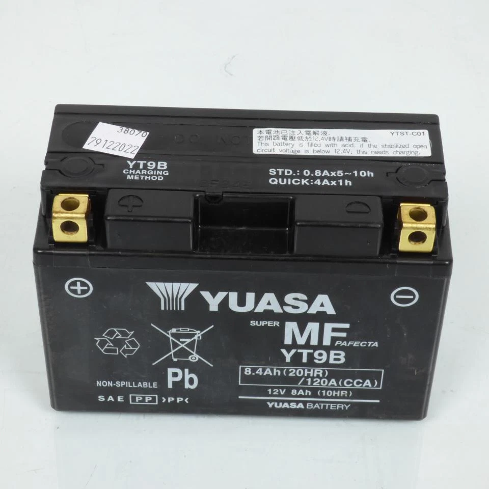 Batterie SLA Yuasa pour Moto Derbi 659 Mulhacen 2006 à 2009 YT9B / 12V 8.4Ah - Photo 2/4