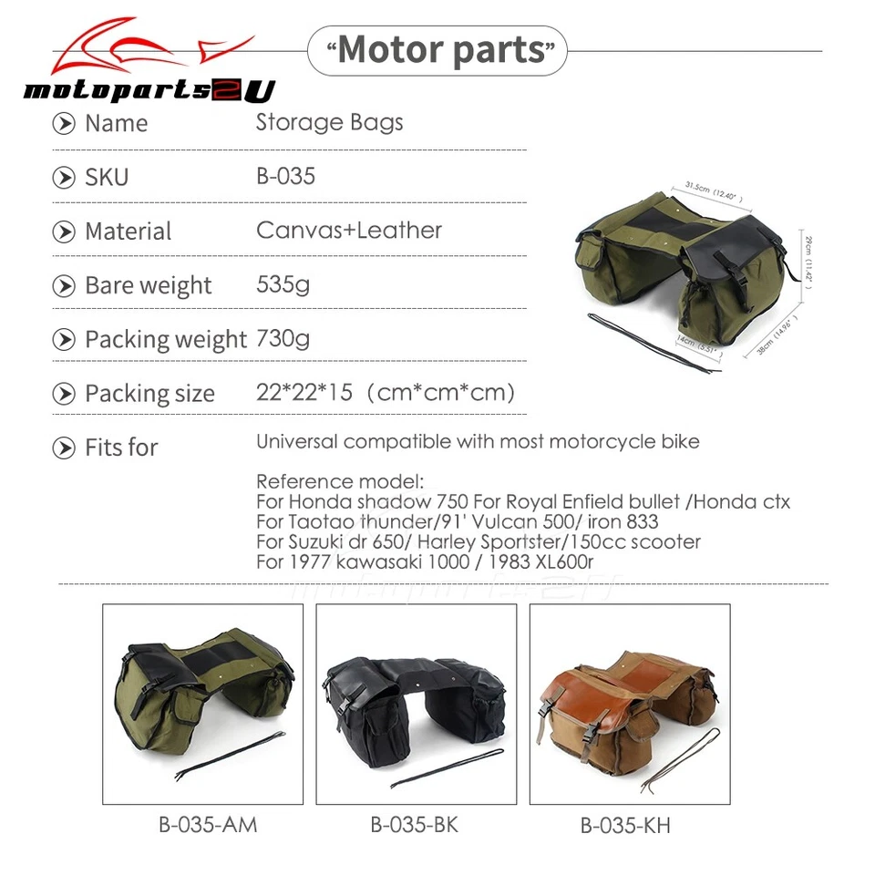 Universal 40L Saddlebag Side Tool Storage Luggage Bag For Most Motorcycle Bike - Image 3 of 4