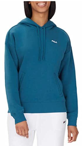 Felpa con cappuccio pullover in pile a maniche lunghe da donna Fila NUOVO