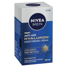 Nivea Uomo SPF 15 Rughe Crema Viso Idratante Acido Ialuronico Anti Età 50 ml