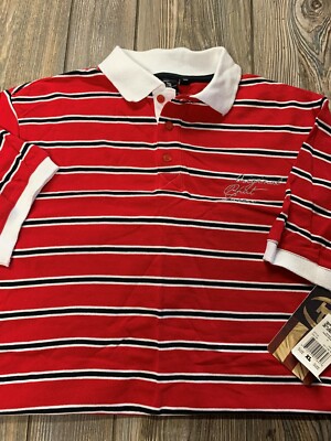 NWT Boys $32 Phat Farm Nice Red Navy White Striped Short Sleeve Polo Shirt XL 18