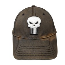 The Punisher Fitted Hat Black One Size Embroidered 6 Panel Marvel