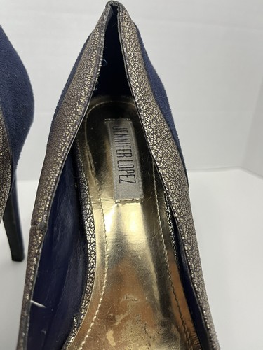 Jennifer Lopez Blue/Gold Foil Stiletto Heels (Women’s Size 8.5) Shoes Ladies - Picture 6 of 10