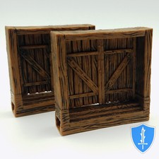 Wood Exterior Double Door x2 - WizKids WarLock Tiles D D Dungeon 1" Tall Terrain