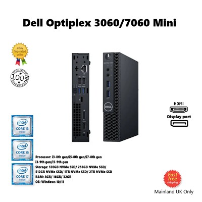 DELL 3060 7060 Micro i7-8700 2TB SSD 64GB RAM HDMI DP Desktop PC Win10 11 MwSt