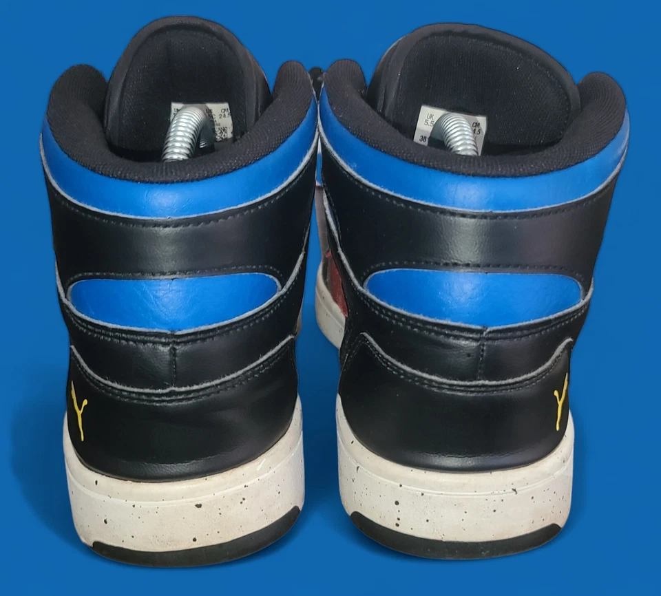 Zapatos de baloncesto Puma Rebound Layup 381413-01 negros rojos azules juveniles talla 6,5 Foto 4 de 4