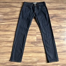 Unbranded Brand Jeans Mens 31 Blue Selvedge Tapered Dark Wash Button Fly Denim