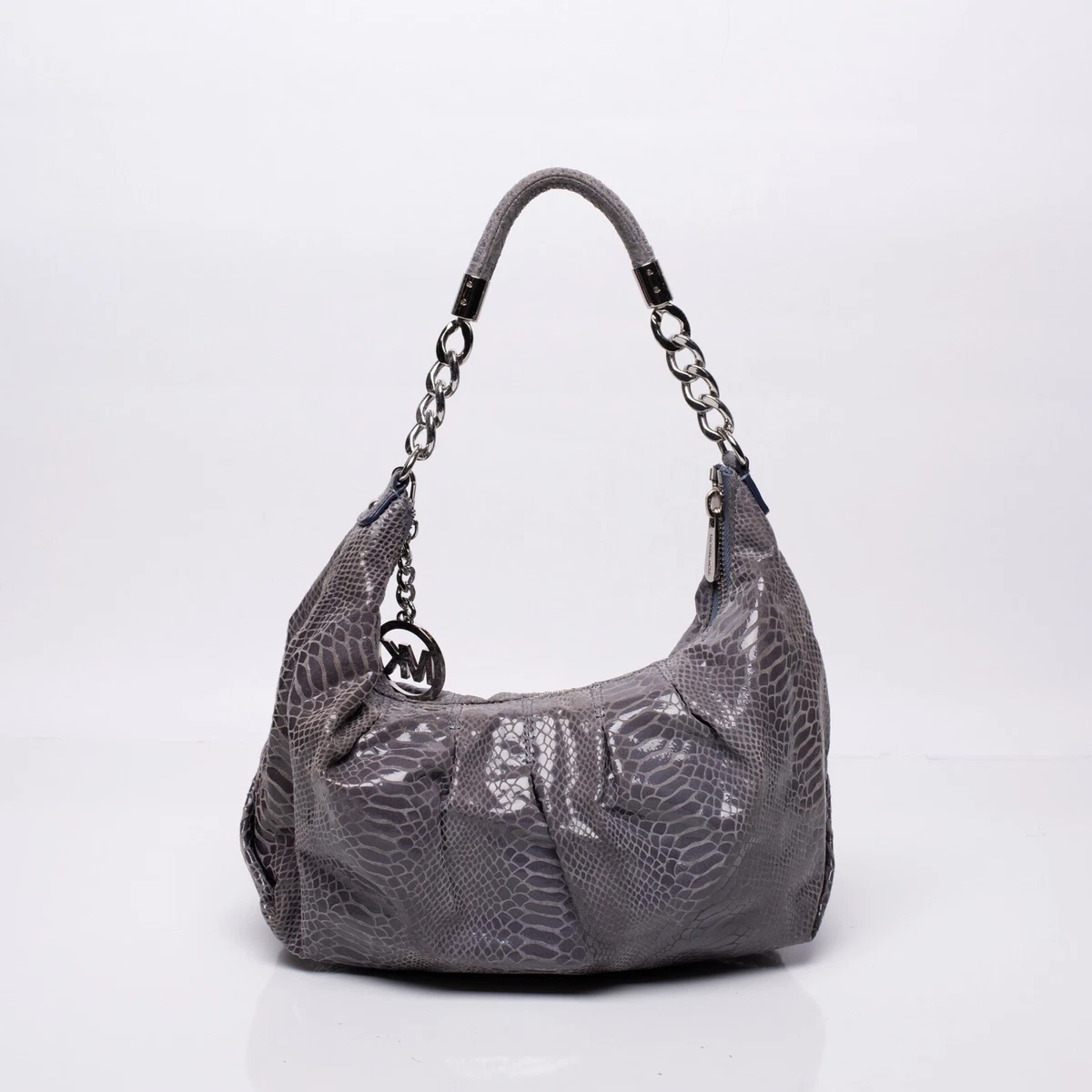 Michael Kors Gray Leather Purse Shoulder Bag Animal Reptile