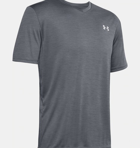 Under Armour Men's UA Velocity V-neck Short Sleeve (Black/White - 002, Small) - Picture 5 of 6