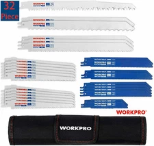 WORKPRO 32Pcs Reciprocating Saw Blade Kit Saw Pruner Blade  Set W/Organizer Tote