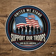 Support Our Troops Decal Sticker Phone Laptop Journal 3 Inches