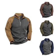 Regular Length Fleece Hoodie Half Zip Pullover for Men Casual Winter Wear