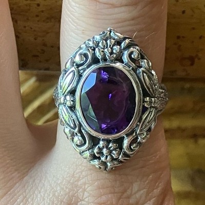 Marokkanischer Amethyst Sterlingsilber künstlerische Libelle Ring Größe 9