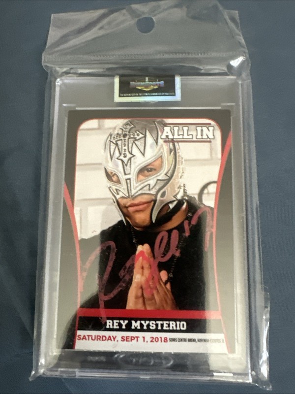 REY MYSTERIO JR ALL IN 2018 Wrestling Card AEW WWE Auto Is Less Than Perfect ￼