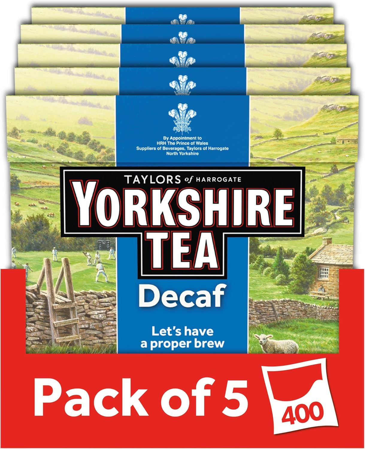 Yorkshire Tea Decaf, 5 Boxes of 80 Bags (Total 400 Bags) 400