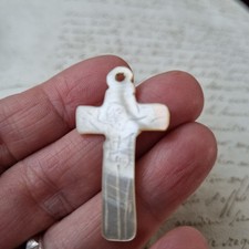 Antikes Perlmuttkreuz Ende 18. Anfang 19. Jh. Georgian MOP Pendant CROSS...