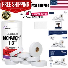 White Pricing Labels for Monarch 1131 Price Gun - 1 Sleeve, 8 Rolls, 20,000 P...