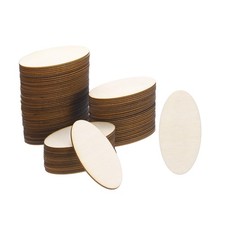 100pcs 60x30mm Wood Pieces Unfinished Oval Wood Shapes Wooden Cutouts
