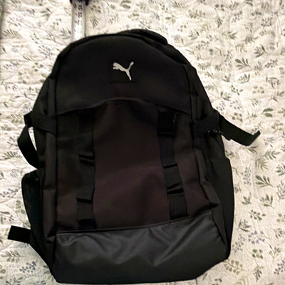 PUMA Black Men's Large Backpack w/ Adjustable Straps, Pockets, Zip Closure