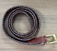 Leather Tab Bonded Lacing Size 52 Braided Belt Solid Brass Buckle