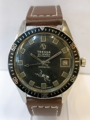 TRESSA 25J AUTOMATIC PATINA BLACK DIAL SWISS MEN'S WORKING CONDITION