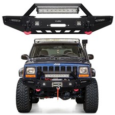 Vijay For 1984-2001 Jeep Cherokee Xjcomanche Mj Black Front Bumper Wled Lights