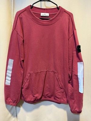 Stone Island Style Sweatshirt Red | Reflective Stripe Sleeves Streetwear Unisex