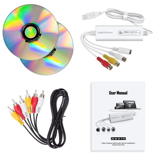 VHS to Digital Converter White RCA to USB Video Capture Device USB ...