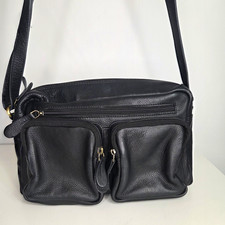 Rowallan Black Leather Crossbody Bag Shoulder Organiser Handbag Utility Multi