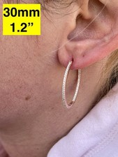 14k Rose Gold Plated 925 Silver Endless Hoop Earrings Inside Out CZ Huggie