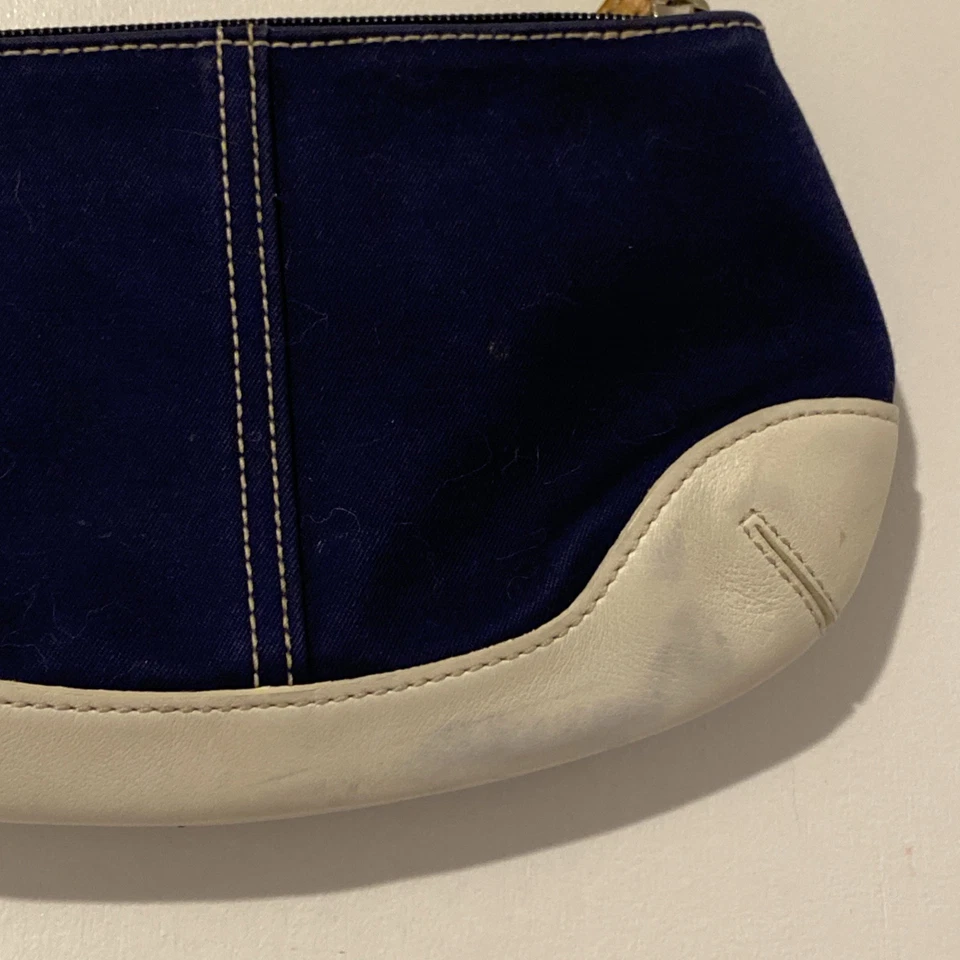 Bolso de hombro/bolso de mano vintage COACH 4431 - cuero azul marino y blanco Foto 4 de 4