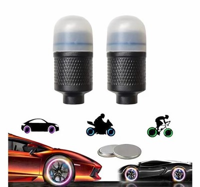 LED Blue Light NON Flashing 2X Tire Wheels Valve Stem Cap WATERPROOF Car Bike