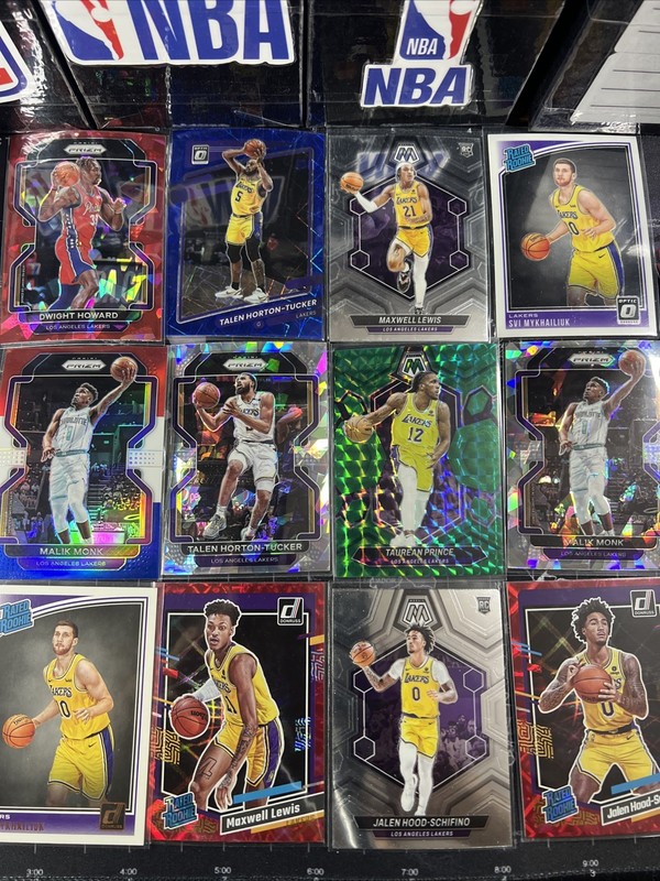 Los Angeles Lakers Card Lot X12 NBA. Prizms, Optic, Donrus & Cracked Ice. RC 045