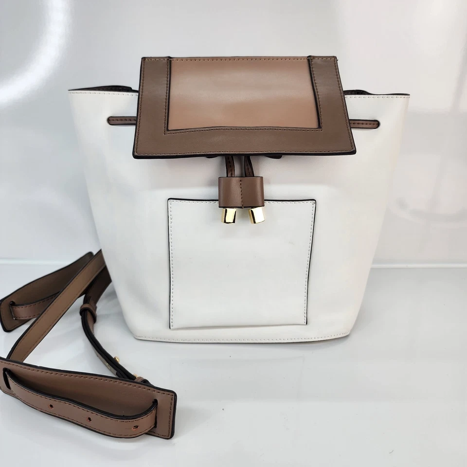 Ensso сумочка рюкзак белый желтовато-коричневый кожаный руки бесплатная наплечная сумка классический бизнес - Изображение 3 из 4