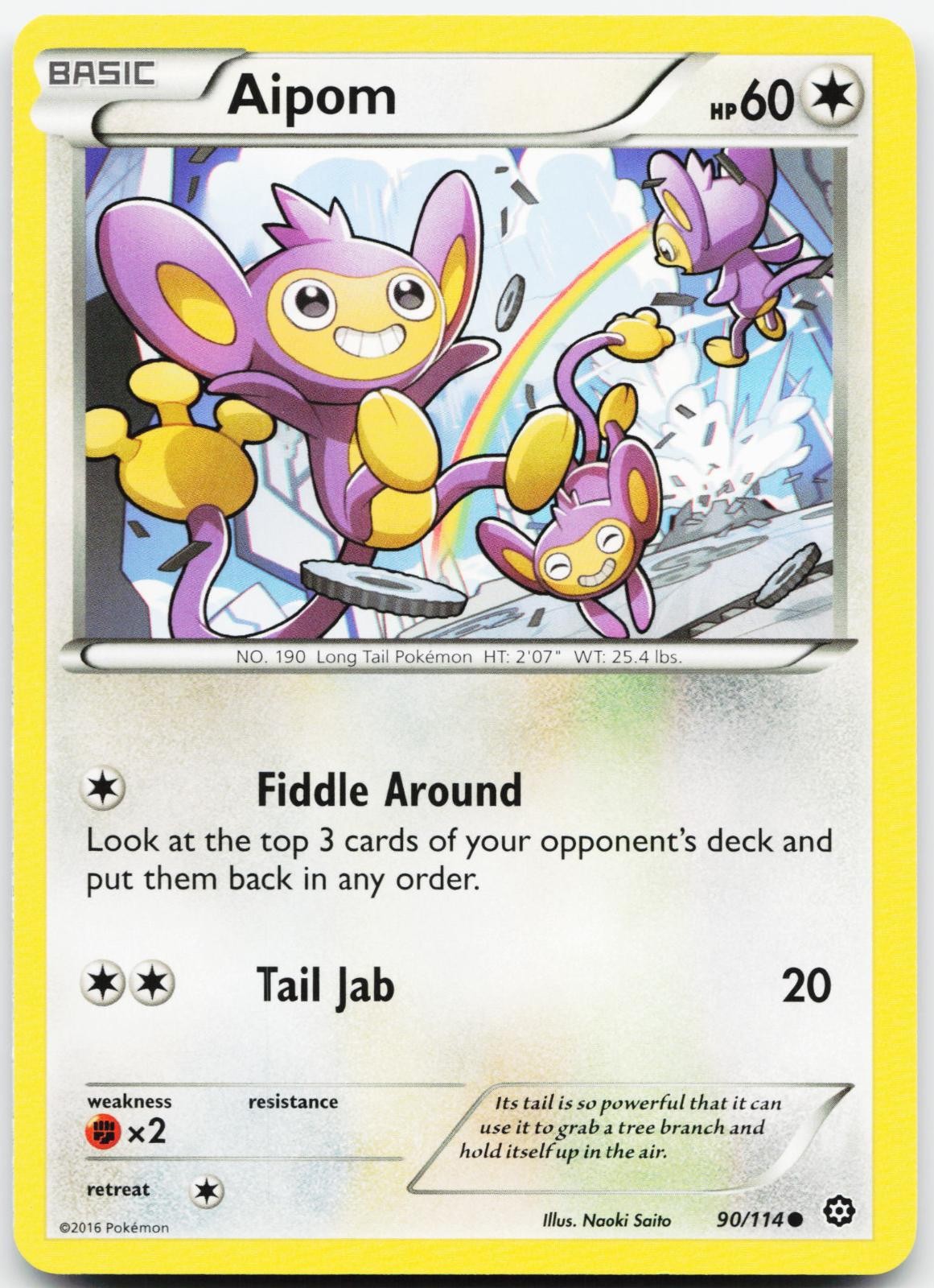 Aipom 90/114 Common Steam Siege Pokemon Near Mint