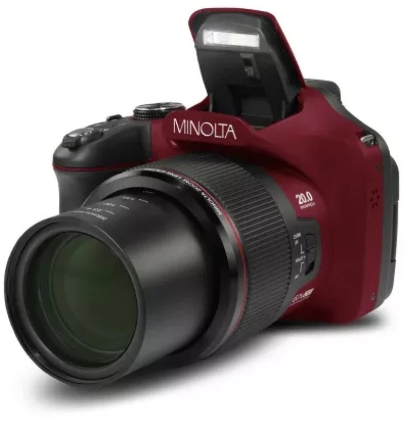 Minolta MN67Z 20MP / 1080p HD Bridge Digital Camera ONLY w/67x Optical Zoom Red  - Image 3 of 4