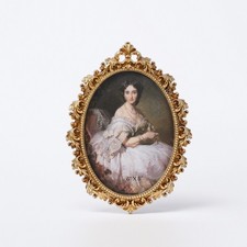 Oval Picture Frame Decorative Oval Frame with Scroll Relief Elegant for Bedroom